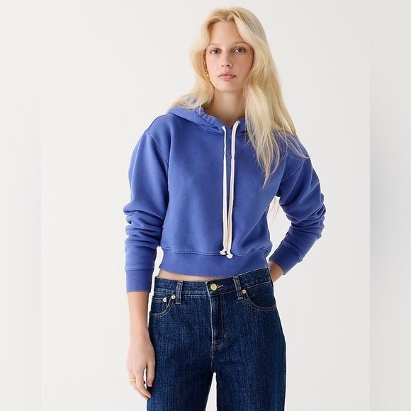 J Crew Heritage fleece cropped hoodie BW072 - Picture 1 of 6